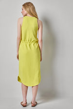 Load image into Gallery viewer, Textured Terry Shirttail Midi Dress in Limeade