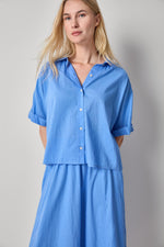 Load image into Gallery viewer, Elbow Sleeve Button Down in Ultramarine