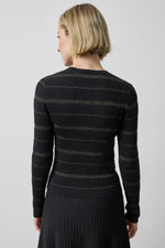 Load image into Gallery viewer, Metallic Stripe Cardigan in Black