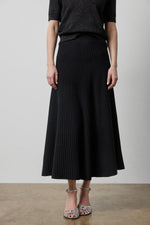 Load image into Gallery viewer, Knit Flared Skirt in Black