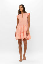 Load image into Gallery viewer, Roll Sleeve Dress in Coral Playa
