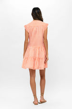 Load image into Gallery viewer, Roll Sleeve Dress in Coral Playa
