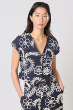Load image into Gallery viewer, Gatsby Top in Blue Embroidery
