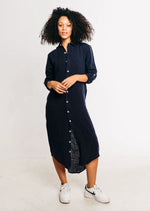 Load image into Gallery viewer, Girlfriend Midi Dress in Navy Linen