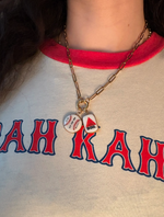 Load image into Gallery viewer, Noah Kahan 2026 Fenway Baseball & Citgo Sign Charms on Large Gold Paperclip Chain w/ Attached Carabiner