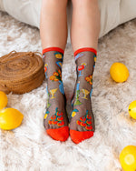 Load image into Gallery viewer, La Dolce Vita Black Sheer Crew Sock