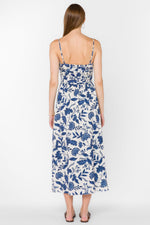 Load image into Gallery viewer, Tanella Floral Dress in Blue Jacobean Floral