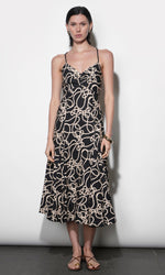 Load image into Gallery viewer, Tara Braided Strap Midi Dress in Black