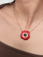 Load image into Gallery viewer, Red Anemone Flower Necklace