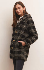 Load image into Gallery viewer, Hastings Sherpa Plaid Coat in Black

