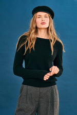 Load image into Gallery viewer, Cashmere Crop Crew Sweater in Black