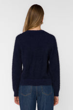 Load image into Gallery viewer, Zosia Fuzzy Knit Sweater in Navy