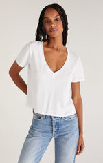Load image into Gallery viewer, Jaelyn V-Neck Tee in White
