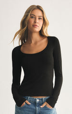 Load image into Gallery viewer, Second Skin Scoop Neck Top in Black