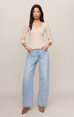 Load image into Gallery viewer, Greyson Scoop Long Sleeve Tee in Chalk