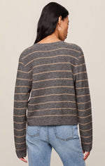 Load image into Gallery viewer, Medina Stripe Cardigan in Charcoal Heather