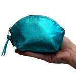 Load image into Gallery viewer, The Metallic Simon Makeup Clutch in Mango