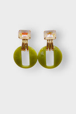 Load image into Gallery viewer, Oculus Strass Clip On Earring in Olive