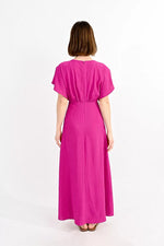 Load image into Gallery viewer, Flutter Sleeve Maxi Dress in Purple Bougainvillier
