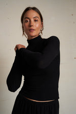 Load image into Gallery viewer, Dana Brushed Sweater Turtleneck in Black