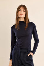 Load image into Gallery viewer, Long Sleeve Mock Neck Layer in Navy