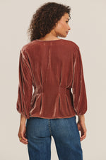 Load image into Gallery viewer, Elida Tie Front Blouse in Rose Gold