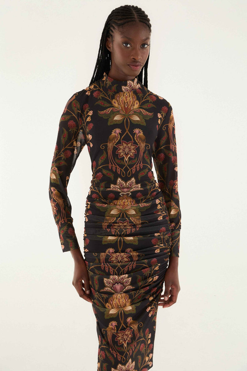 Berry Garden Tulle Midi Dress in Black – Mint Julep