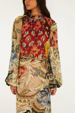 Load image into Gallery viewer, Lunar Boho Multicolor Long Sleeve Maxi Dress