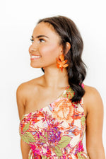 Load image into Gallery viewer, Flora Earrings in Metallic Orange