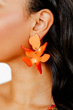 Load image into Gallery viewer, Flora Earrings in Metallic Orange