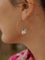 Load image into Gallery viewer, Harvest Time Hen Small Hoop Earrings