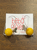 Load image into Gallery viewer, Large Ball Earrings in Mustard with Silver Butterfly