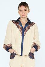 Load image into Gallery viewer, Engineer Print Button Down Blouse in Cream Multi