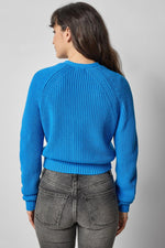 Load image into Gallery viewer, Shrunken V-Neck Cardigan in Dutch Blue