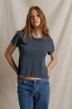 Load image into Gallery viewer, Lisa Recycled Cotton Tee Vintage Fitted Crew in Turbulence