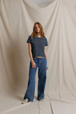 Load image into Gallery viewer, Lisa Recycled Cotton Tee Vintage Fitted Crew in Turbulence