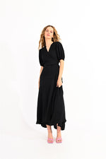 Load image into Gallery viewer, Short Sleeve Wrap Dress in Black
