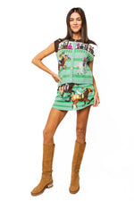 Load image into Gallery viewer, Derby Race Scene Knit Button Up Vest in Green