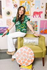 Load image into Gallery viewer, Queen of the Classroom Glitter Tee in Green
