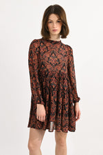 Load image into Gallery viewer, Ruffle Neck Mini Dress in Black Anna