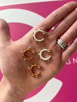 Load image into Gallery viewer, Metal Huggie Hoops in White