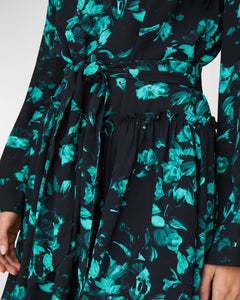 Clarita Dress in Teal and Jet