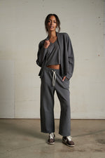 Load image into Gallery viewer, Olivia Fleece Open Cardigan in Charcoal