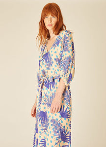 Palms and Dots Midi Dress in Blush Multi