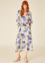 Load image into Gallery viewer, Palms and Dots Midi Dress in Blush Multi
