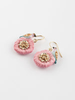 Load image into Gallery viewer, Pink & Blue Bird on Thistle Flower Pendant Earrings