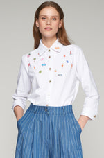 Load image into Gallery viewer, Embroidered Petra Shirt in Punto Blanco