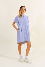 Load image into Gallery viewer, Striped Shirt Dress in Navy/White
