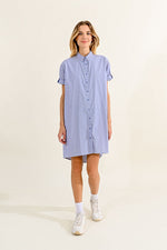 Load image into Gallery viewer, Striped Shirt Dress in Navy/White
