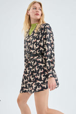 Load image into Gallery viewer, Belted Shirt Dress in Horse Print
